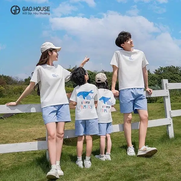 Áo gia đình đẹp cổ tròn